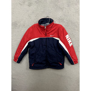 Vintage Nike Jacket Youth Boys Medium Red White Blue Reversible Full Zip Outdoor